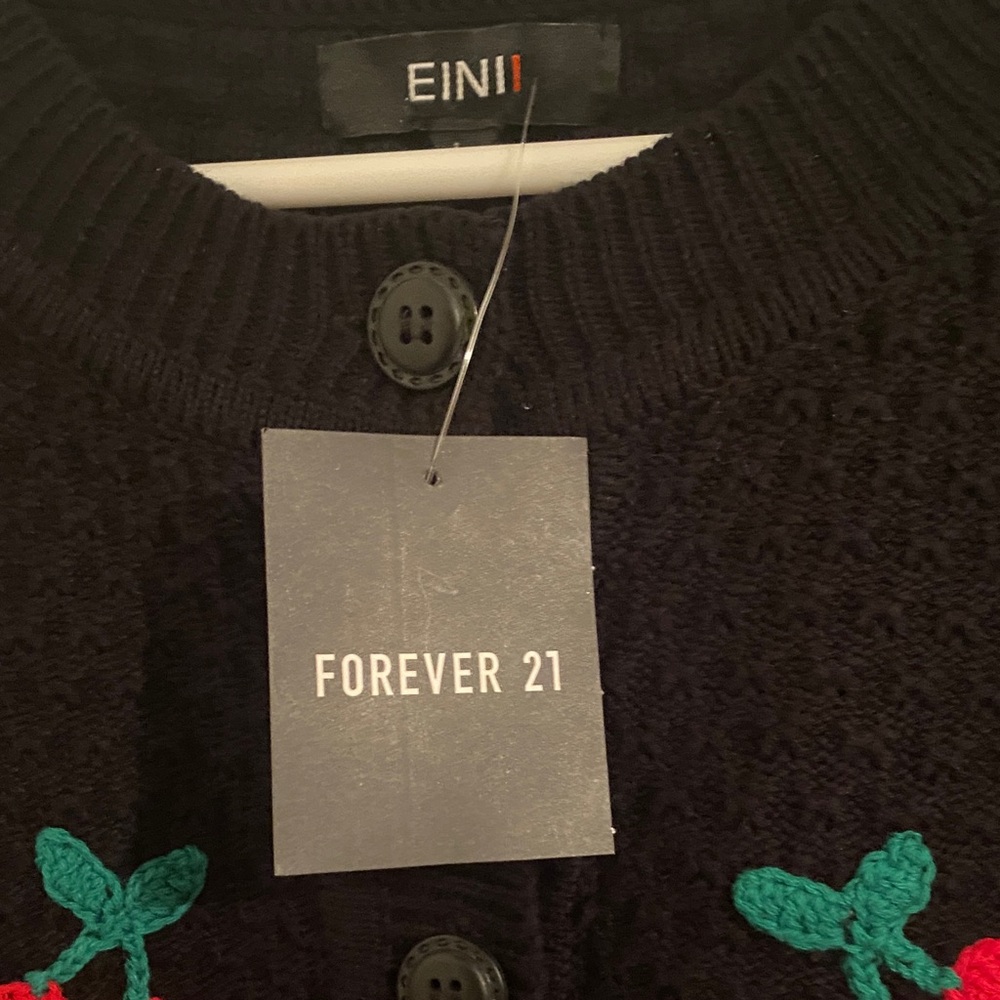 Forever 21 Black Cardigan with Cherry Embroidery - Picture 3 of 3
